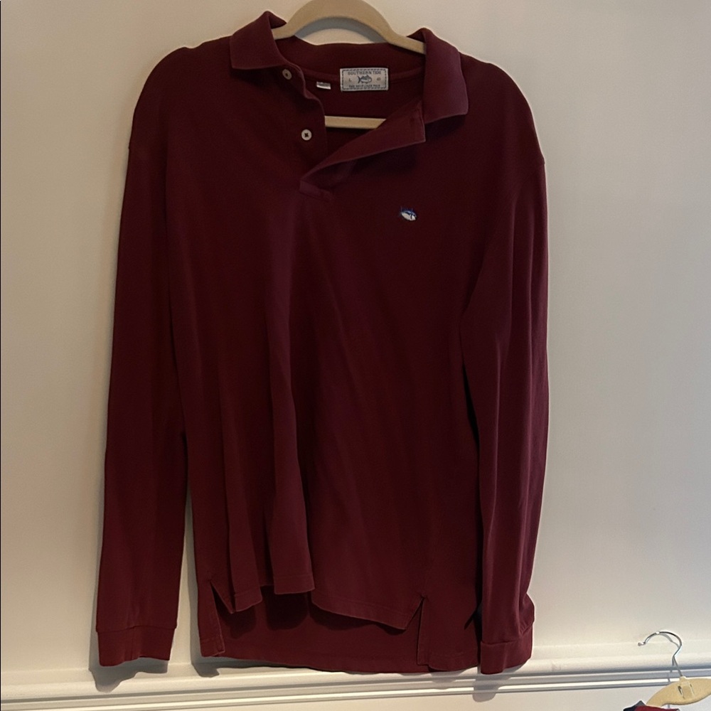 Burgundy Long Sleeve Polo Shirt